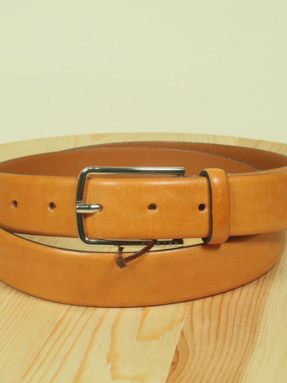 Hugo Boss Chuck-o Leather Dress Belt Mens 36 Light Tan